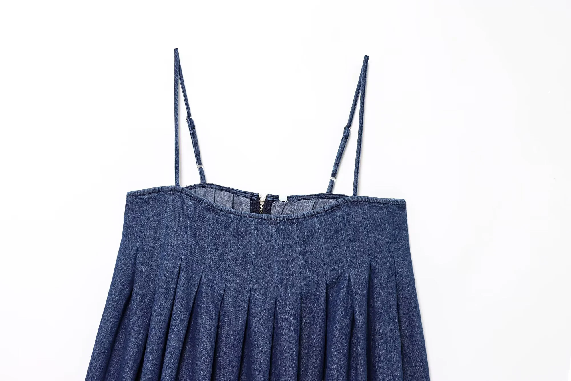 Abito corto da donna primavera ed estate nuova moda casual semplice denim collo dritto senza schienale con bretelle sottili