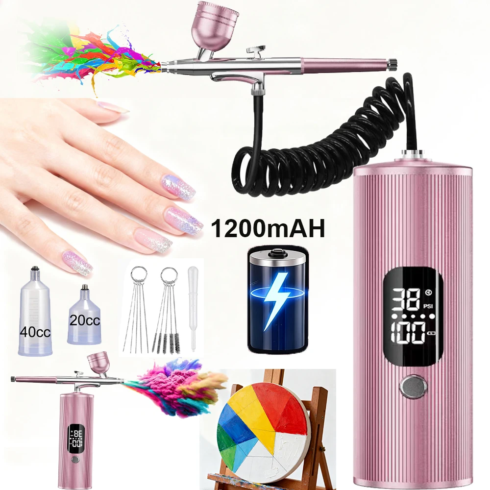 

Airbrush Nail Portable Airbrush Kit with Compress Handhold Airbrush Nail Machine for Painting Nails Cake Mold Coloring Makeup