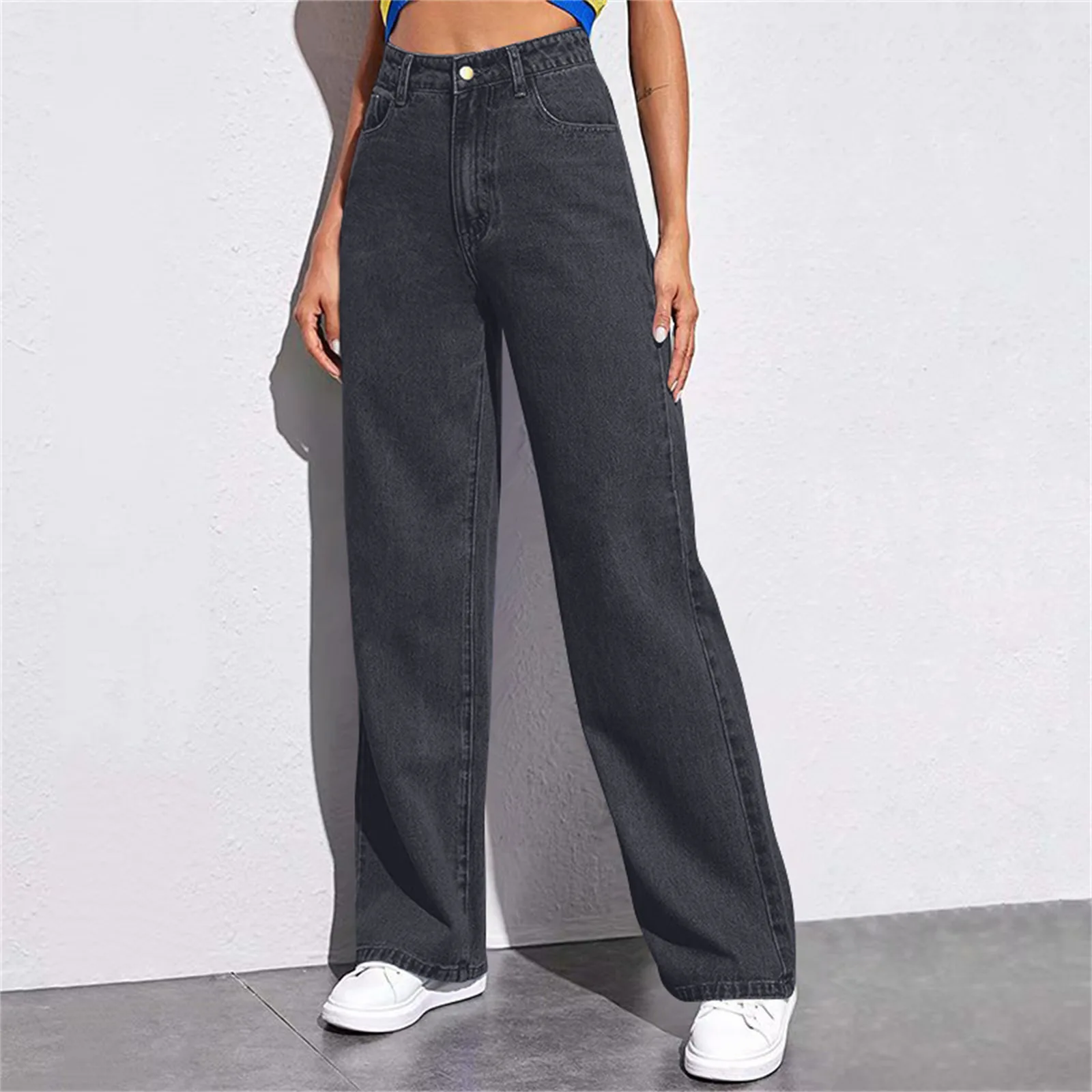 

High Waist Wide Leg Jeans Women's Straight Cut Slimming Cotton Denim Pants Comfortable Fit Commute Style Winter Collection
