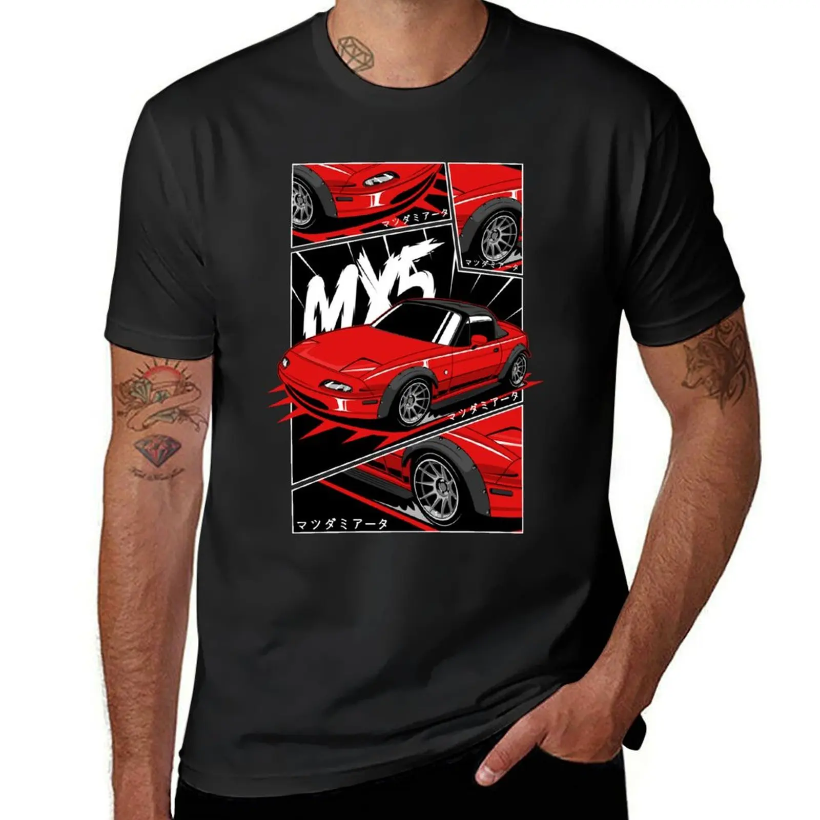 

Red mx5 miata manga style T-Shirt customs design your own animal prinfor boys funnys aesthetic clothes mens funny t shirts