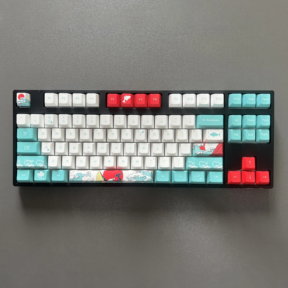 

135 Keys Coral Sea Keycap Cherry Profile PBT Dye Sublimation Keycap For MX Switch Mechanical Keyboard 6.25U 7U Space ISO Enter