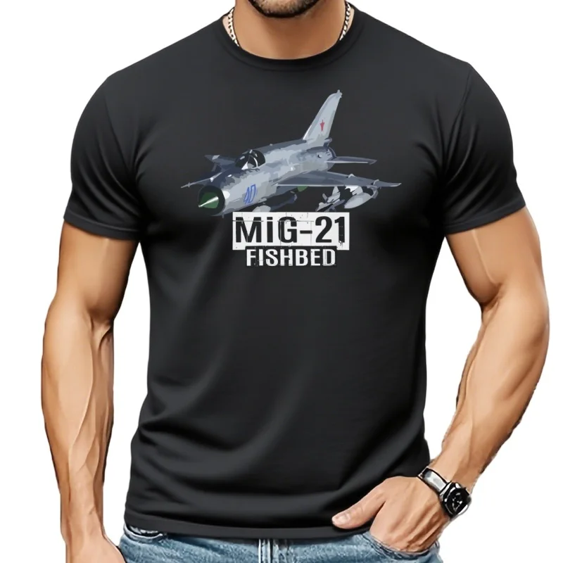 Mikoyan Mig 21 T Shirt Mig21 Fighter Jet Aircraft Military Plane Aviation long or short sleeves