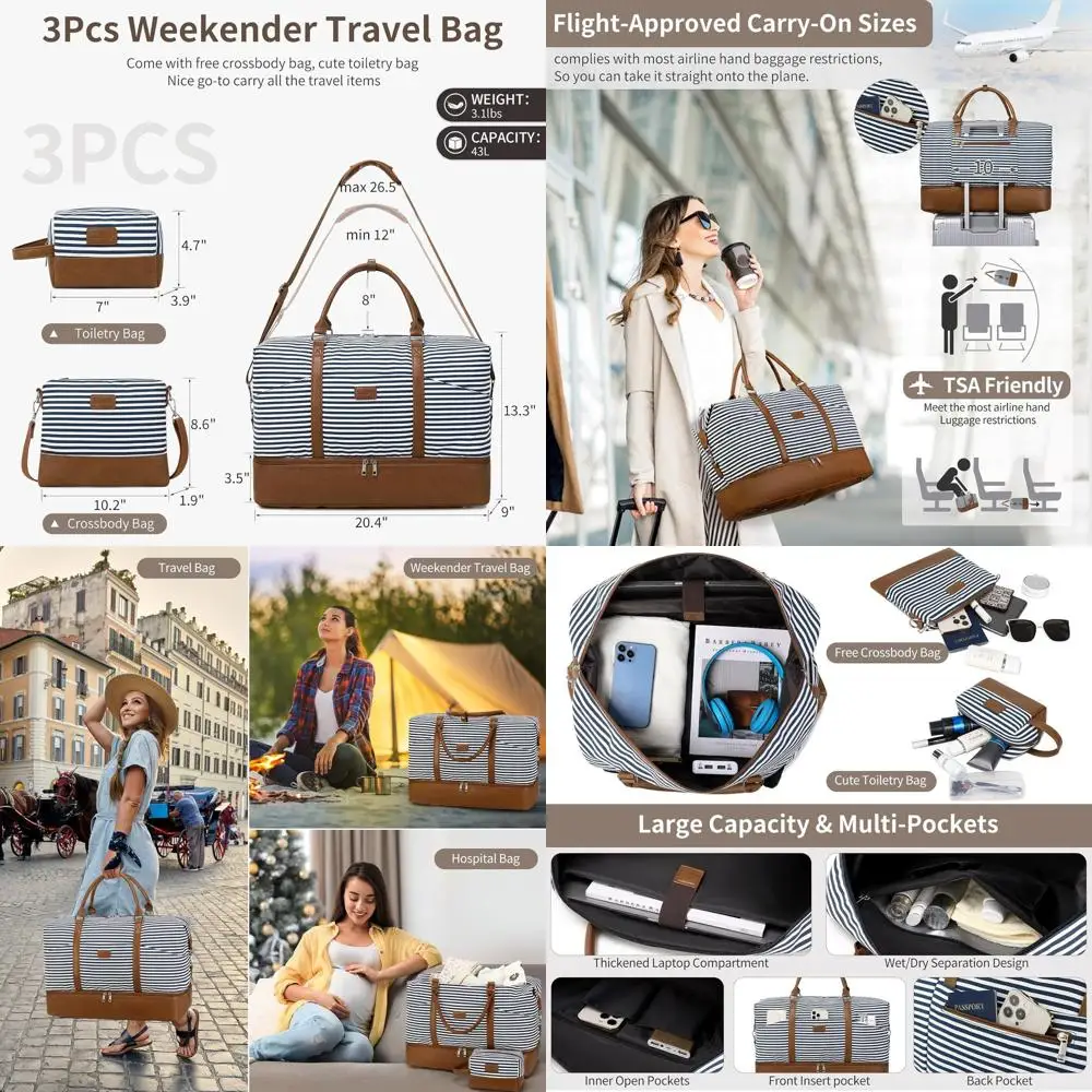 

Большая женская дорожная спортивная сумка, ночная ручная кладь с отделениями для обуви и туалетных принадлежностей