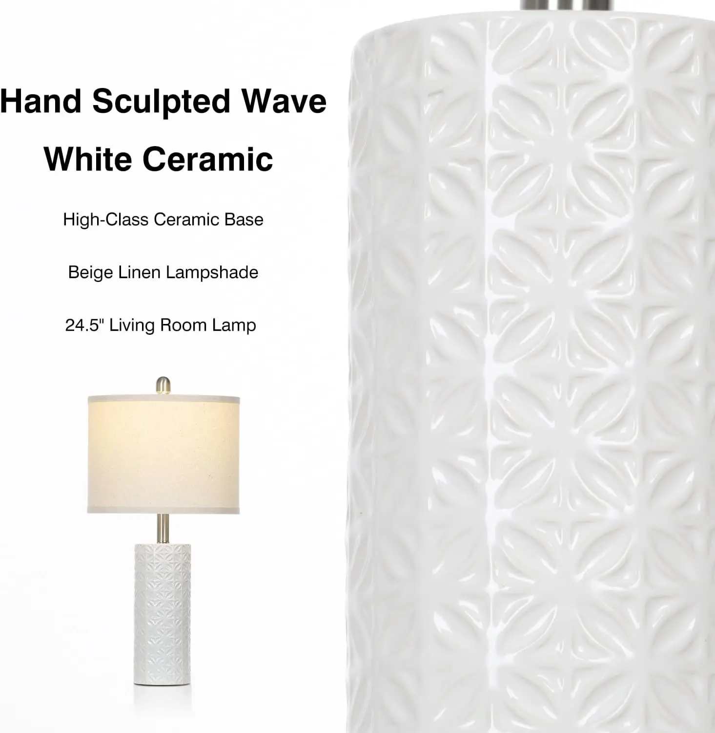 24.5 "" โคมไฟตั้งโต๊ะเซรามิกสำหรับห้องนั่งเล่นโคมไฟสำหรับยืนกลางคืนชุดโคมไฟ nightstand ทันสมัย2ชิ้นโคมไฟห้องนอนสำหรับข้างเตียง