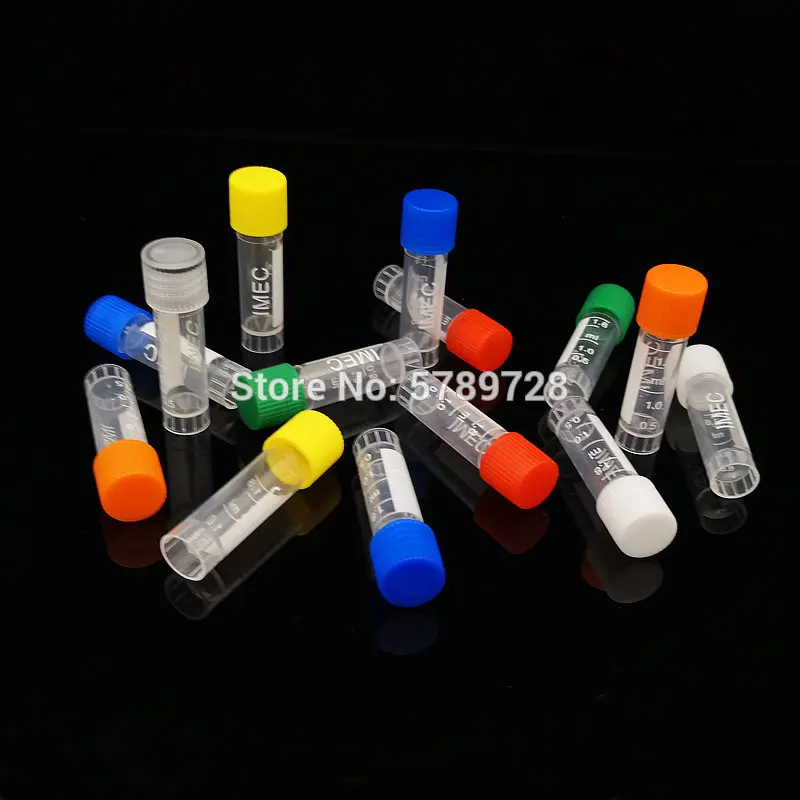 Tubo de congelación de plástico con tapa de Color, botellas de muestra con tubo preservativo criovial, 1.8ml, vial dispensador de tinta a escala,