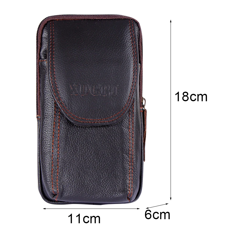 Men Fashion Cowhide Wallet Outdoor Sports Waist Bag Smartphone Bag Coin Pocket Bag Cellphone Holder Bag for Coins for Best Gift