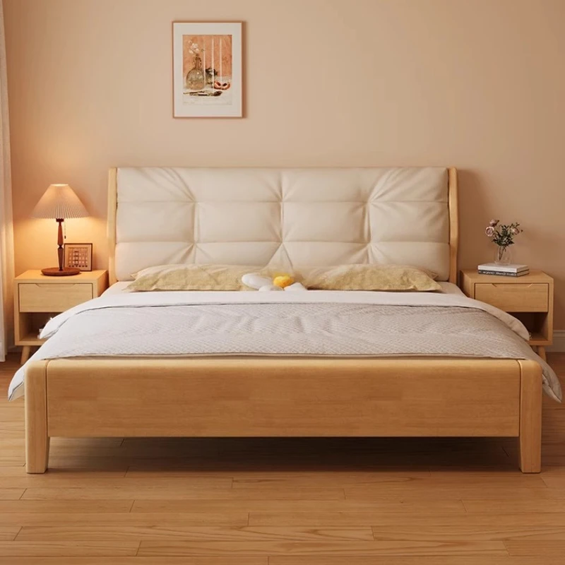 سرير هيكل لسان نقر على الطراز الشمالي سرير مزدوج فاخر وحديث بتصميم بسيط أثاث غرفة نوم Letto Matrimoniale