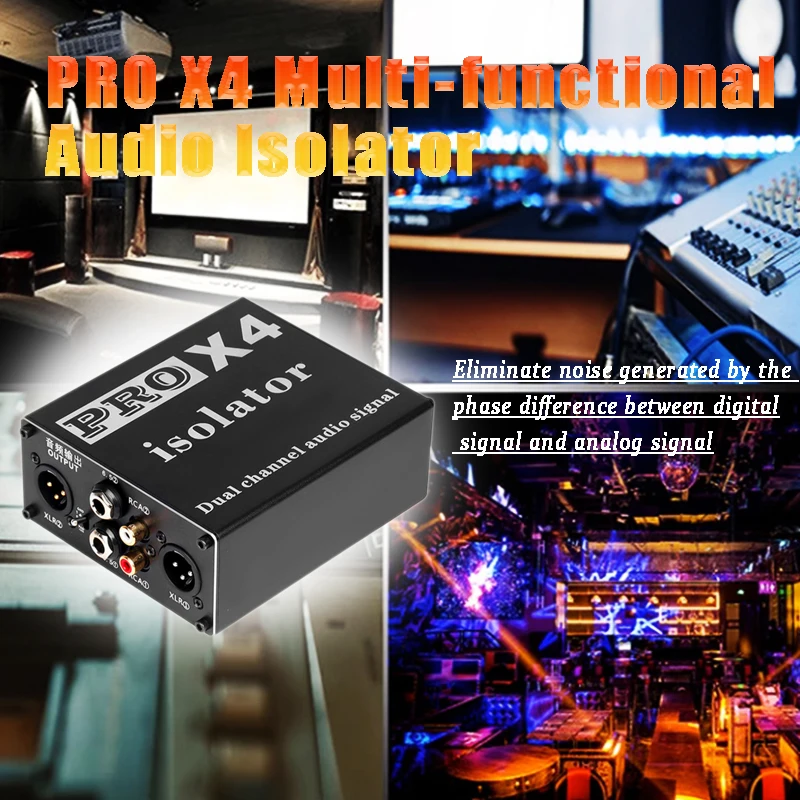 

PRO X4 Multifunctional Audio Isolator, 6.5Mm 3.5Mm XLR RCA Audio Noise Isolator, Current Acoustic Filter Ground Filter