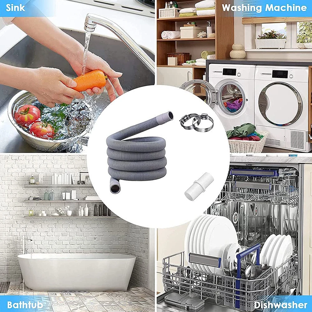 

Extra Long Drain Hose Extension Kit for Washing Machine Dishwasher Anti Aging Material Compatible with All Brands