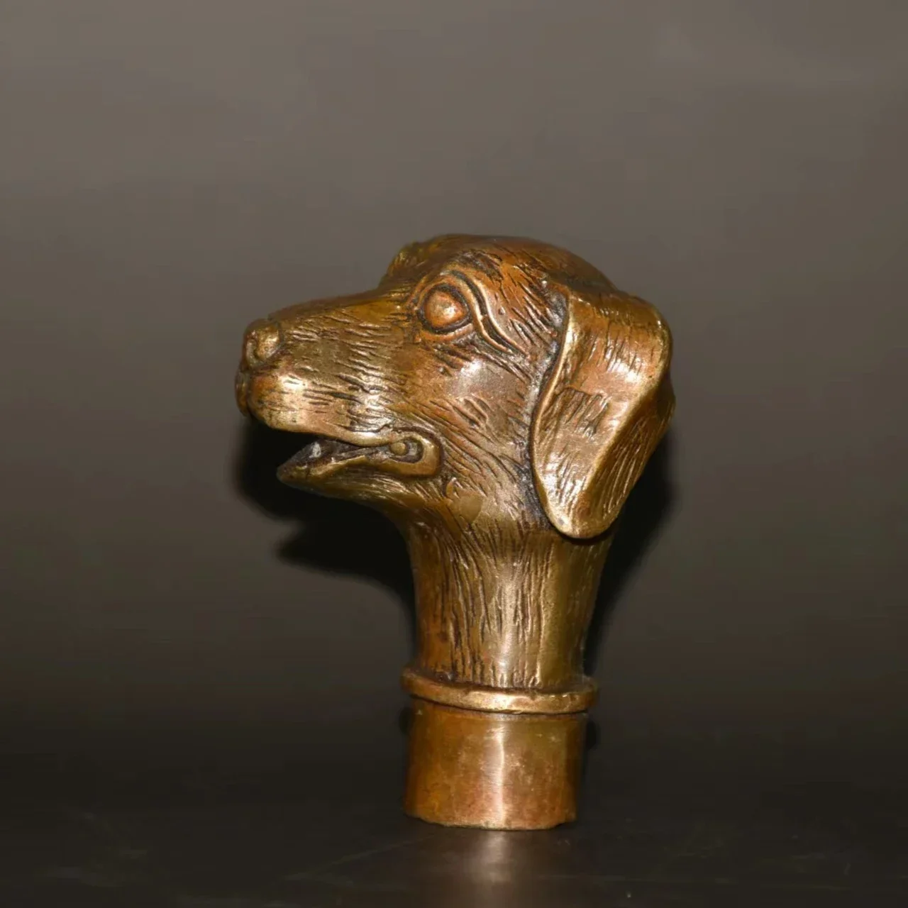 Copper Brass CHINESE Crafts Decoration Asian Chinese Old BRASS Handmade Carved Dog Collect Statue Walking Stick Head