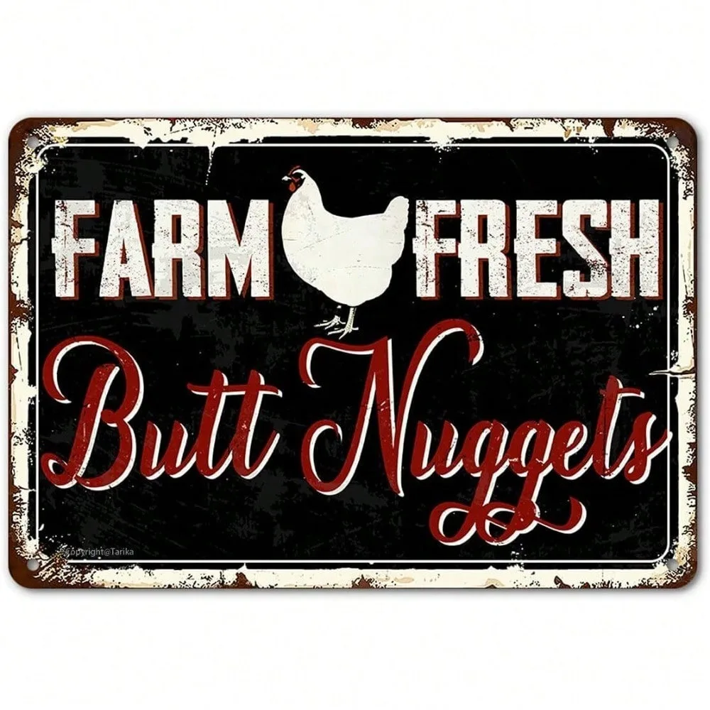 

Funny Ramadan & Valentine Decor 2026, Art Deco Vintage Chicken Tin Metal Sign, Retro Farm Fresh Eggs Wall Art for Kitchen Cafe