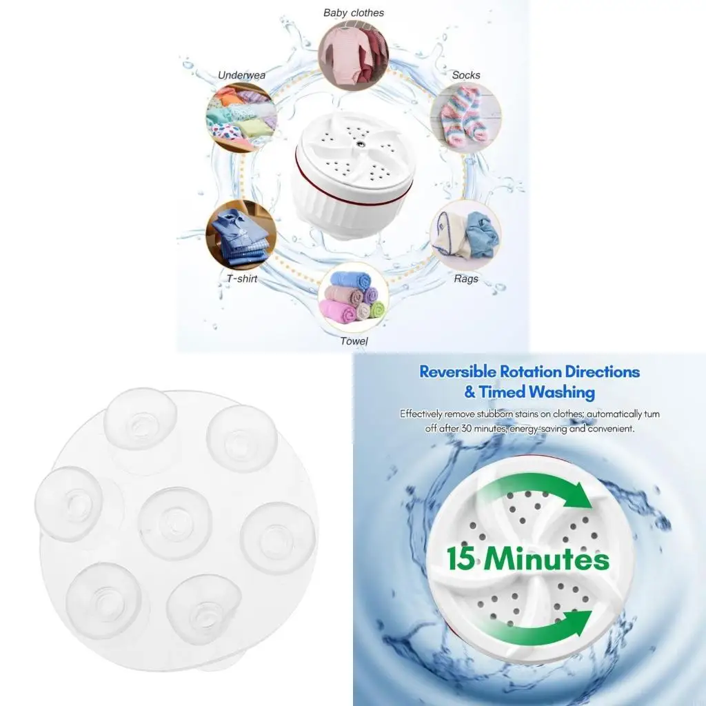 37ME Portable Washing Machine Ultrasonic Cleaning Mini for Turbine Washer Machine for Travel Dorm Apartment USB Auto S