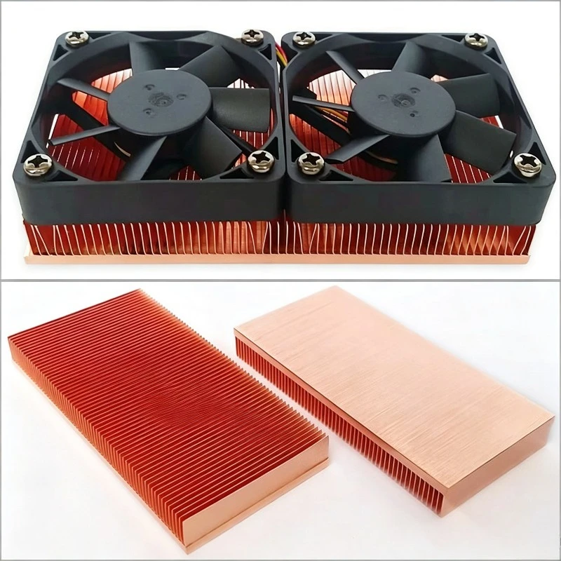 Pure Copper Heatsink with Fan, TEC Peltier Cooler Heat Sink for Semiconductor Cooling Chip, LED Laser, Router Cooling Fins