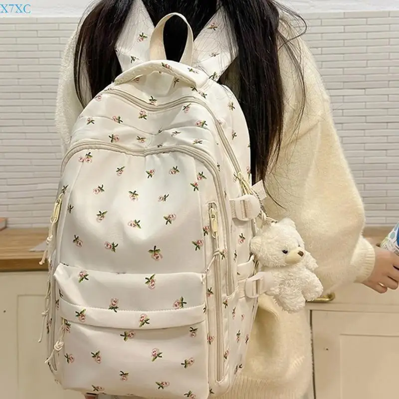X7XC Large Capacity Backpack Casual Daypacks Student School Bag Aesthetic Backpack Simple Rucksack Travel Bag for Teens Girls