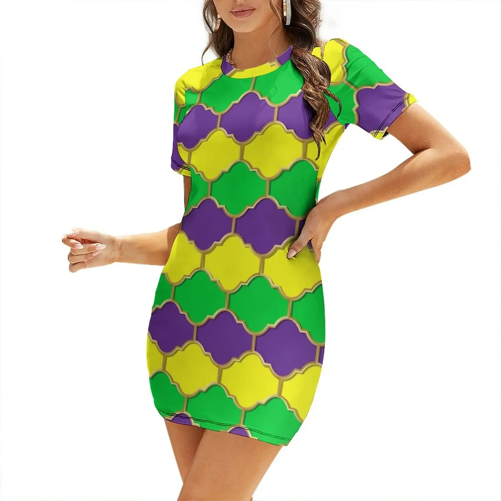 

Mardi Gras background. Short-Sleeved Dress sensual sexy dress for women summer dresses women 2026 women clothes dresses for prom