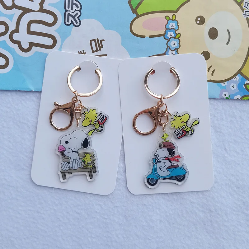 Kawaii Peanuts Snoopy Charlie Brown Key Chain Acrylic Transparent Double-Sided Keychain Backpack Pendant Anime Gift For Girls