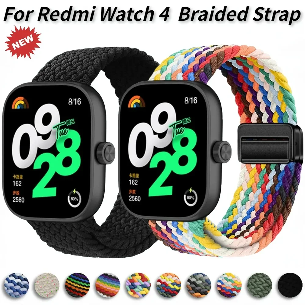 Nylon Strap for Redmi Watch 5/4 Braided Magnetic Buckle Breathable Wristband for Redmi Watch 4/5 Adjustable Bracelet Accessories