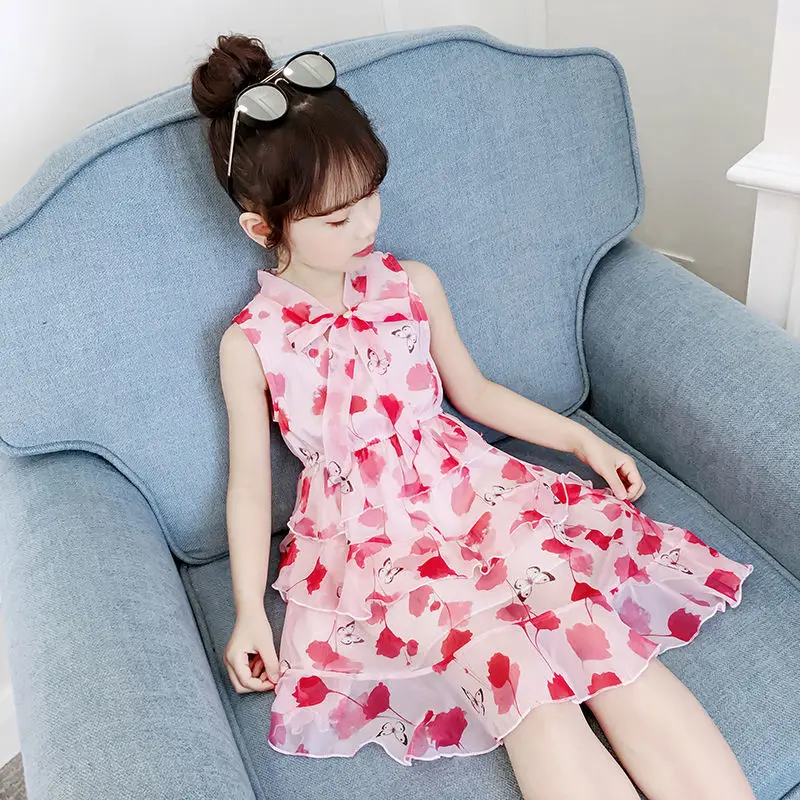 

Summer Dress Girl Party Elegant Net Yarn From 2 8 To 12 Years Student Fashion Princess Dresses Kids Clothes Chiffon Casual Dress