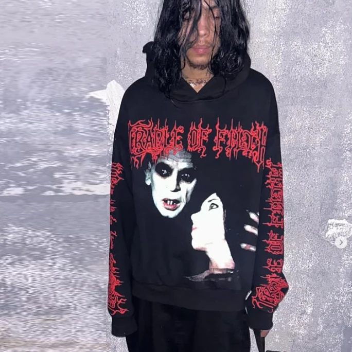 

Худи Droland Miller V6 Cradle of Filth Nosferatu, свободный крой, длинный рукав, молодежное повседневное, хлопок/полиэстер, с принтом