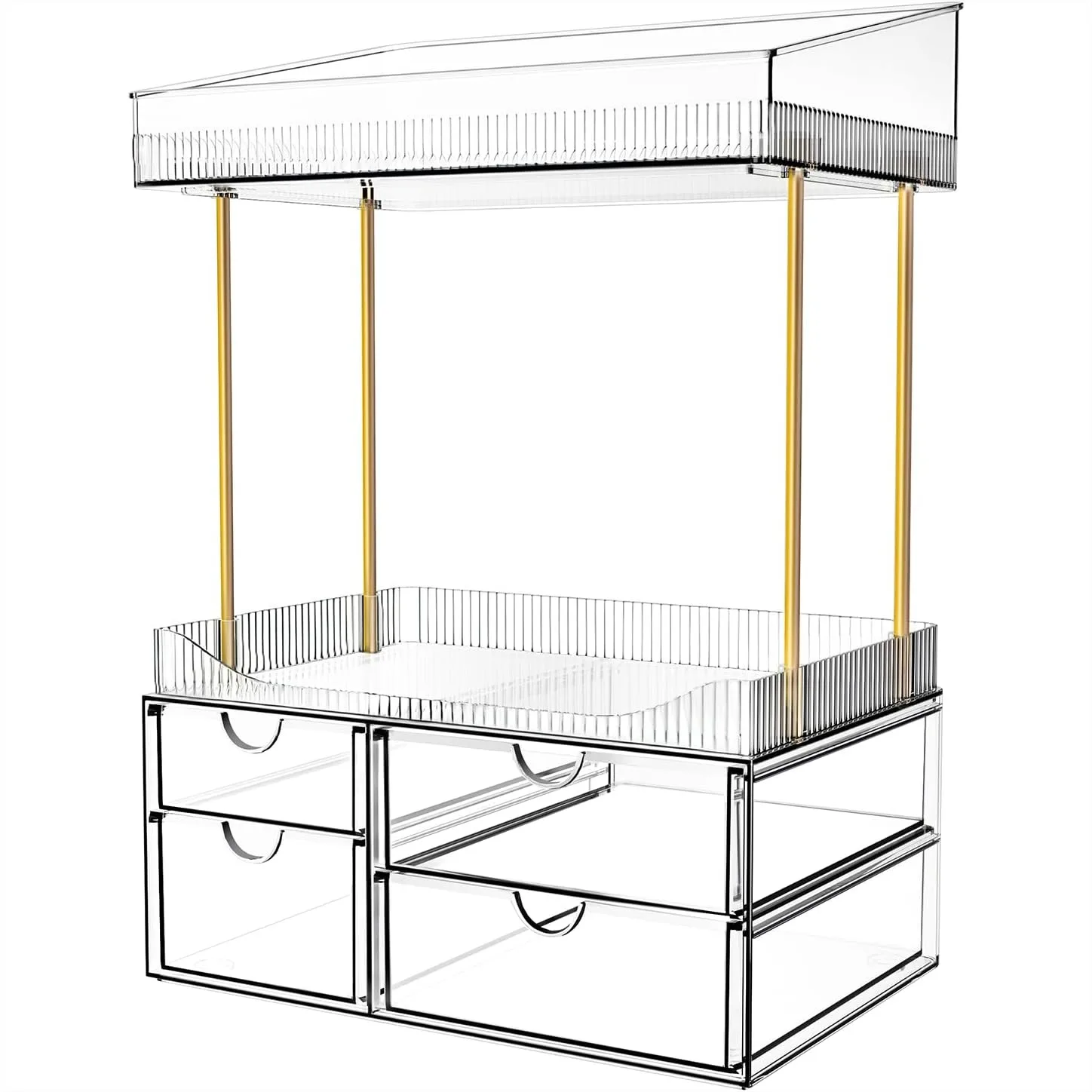 

4 Drawers Makeup Organizer, Clear Cosmetics Storage with Drawers for Countertop, Bathroom, Vanity, Office