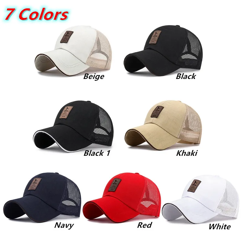 Unisex Summer Outdoor Anti-UV Sunhat Cool Breathable Mesh Cotton Baseball Cap Hip Hop Tennis Golf Regulowana czapka sportowa 7 kolorów