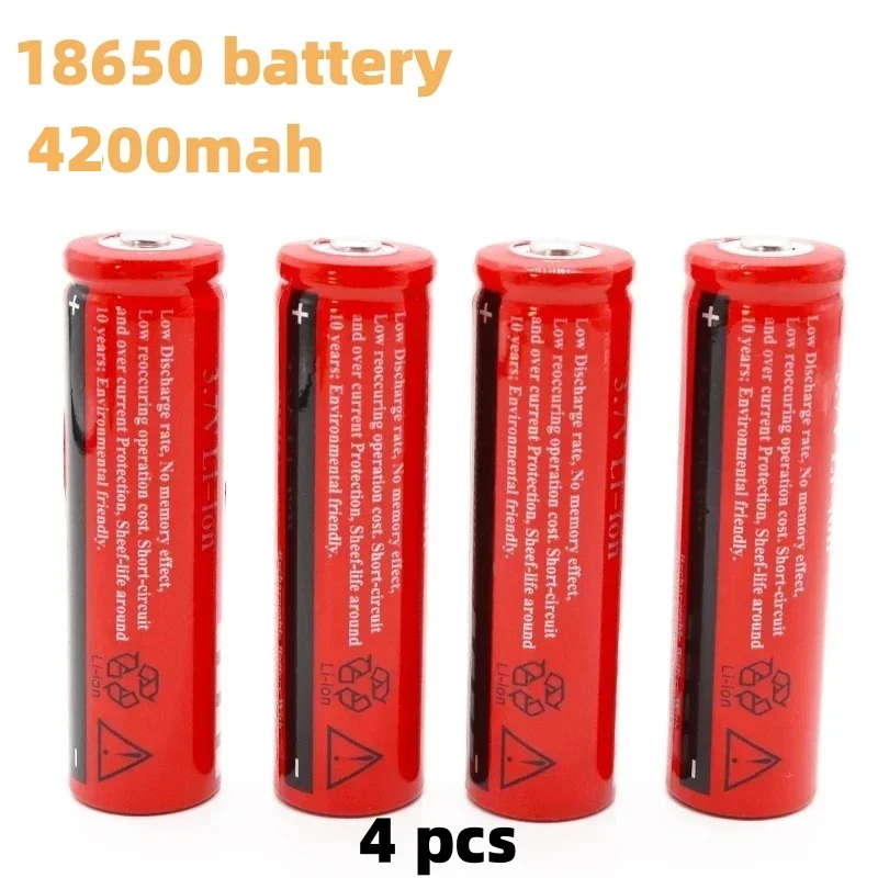 100% Brand New Original 18650 4200mAh Rechargeable Battery 3.7 V Lithium-ion Battery for Laser Power Supply,LED Flashlights