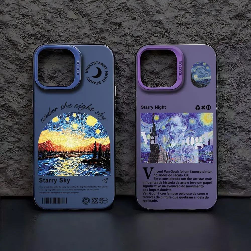 Van Gogh Starry Night Phone Case For iPhone 16 15 14 13 12 11 Pro Max X XR XSMAX 8 7 Plus Candy Matte Shockproof Back Cover