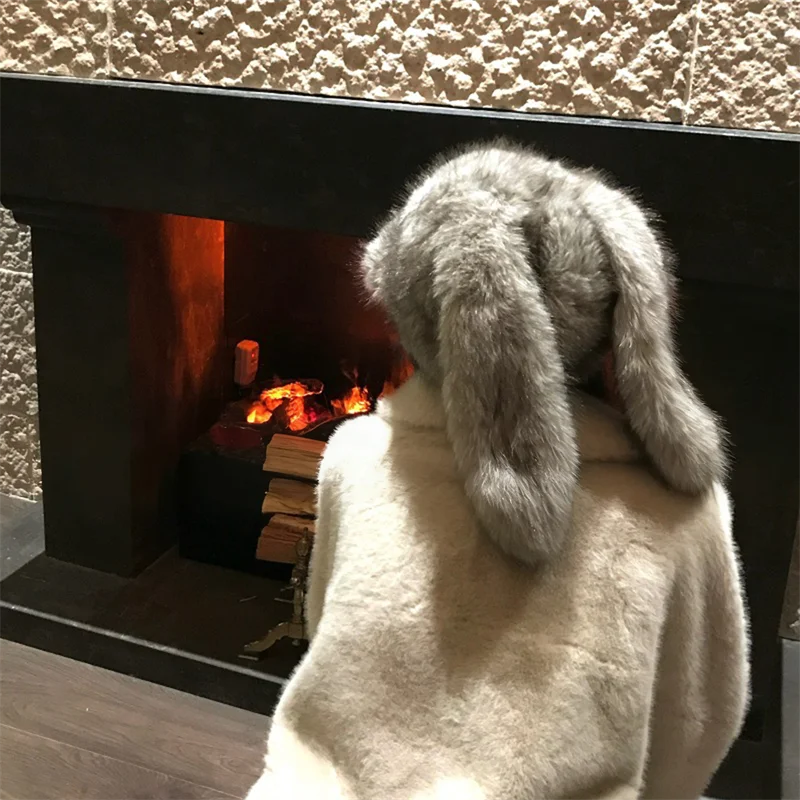 فيلم أنيمي أرنب مضحك لطيف الأذن تأثيري قبعة أفخم الشتاء يندبروف قبعة زي الكرتون فتاة مريحة الدعامة الدافئة #4