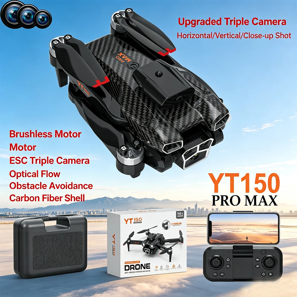 Drone Camera - YT150 RC Drone Professional ESC HD