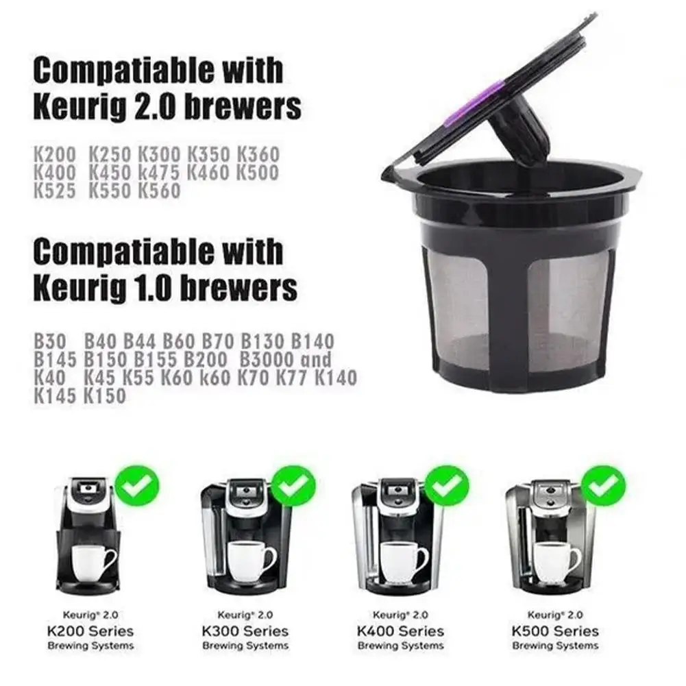 2Pcs Refillable Coffee Filter Cup Reusable Coffee K-cup Filter Baskets Coffee Capsules Dripper For Keurig Maker K Cup