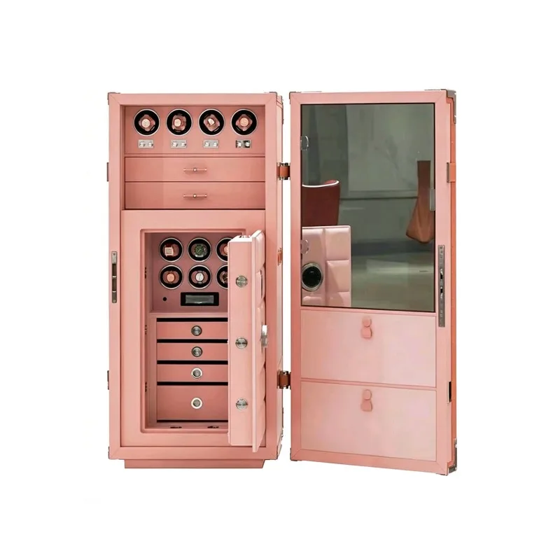 Light luxury leather safe, luxury villa home jewelry cabinet, mechanical lock, anti-theft locker