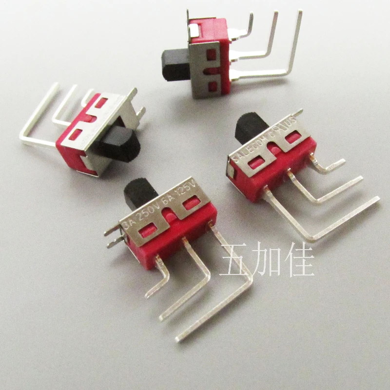 10pcs/TS-13L-A1-2-Q-H 250V3A 125V6A Taiwan Lado Pé Curvo 3 Pé 2 Gear Toggle Slide Switch