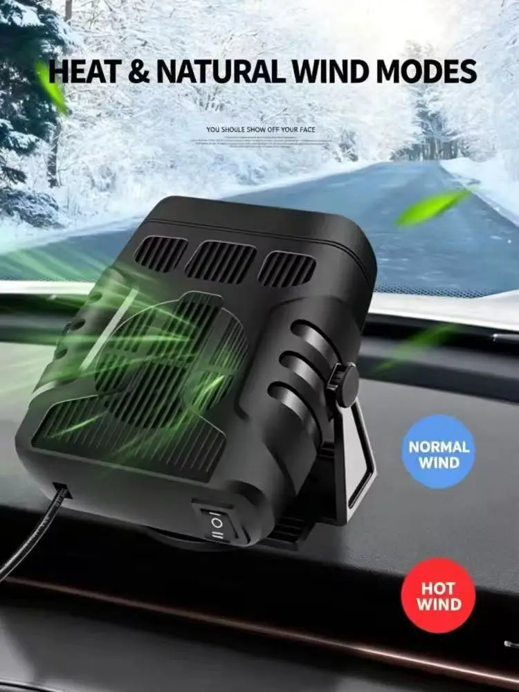 Przenośny grzejnik samochodowy 24V 200W, szybkie nagrzewanie, odmrażacz i odparowywacz szyb 360 ° Obrotowy wentylator grzewczy do ciężarówek, furgonetek i SUV-ów — 2