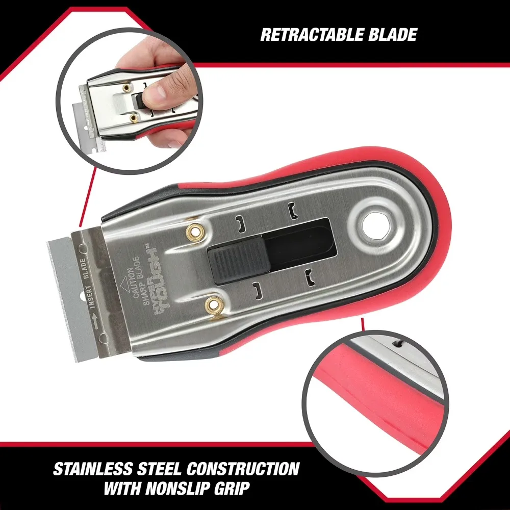 Retractable Razor Blade Scraper Tool with Soft Grip Handle Utility Knife for Floor Wall Sticker Adhesive Removal Cleaning 4.5 Inch view 4