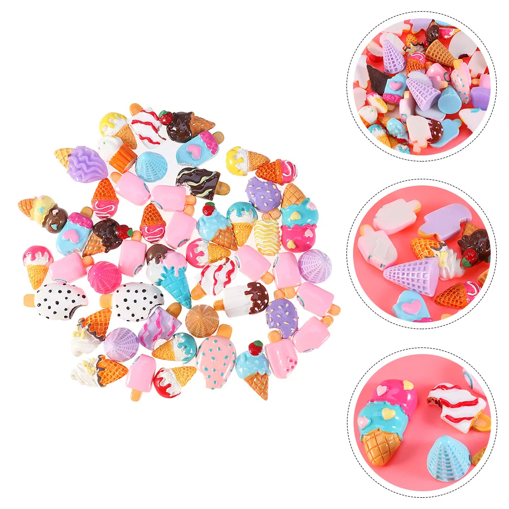 

30pcs Ice Cream Charms Pendant Jewelry Accessories Resin DIY Craft Decoration Pendant Phone Shell Embellishment Enamel Mini