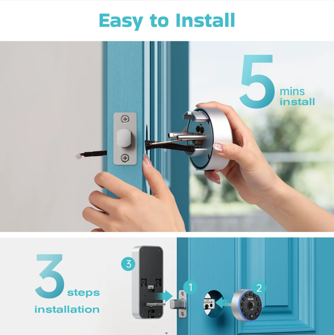 RAYKUBE HK01 Tuya Bluetooth Smart Deadbolt Locks Electronic Door Lock APP Auto Lock Delay with Keypads Password/ App /Key Unlock