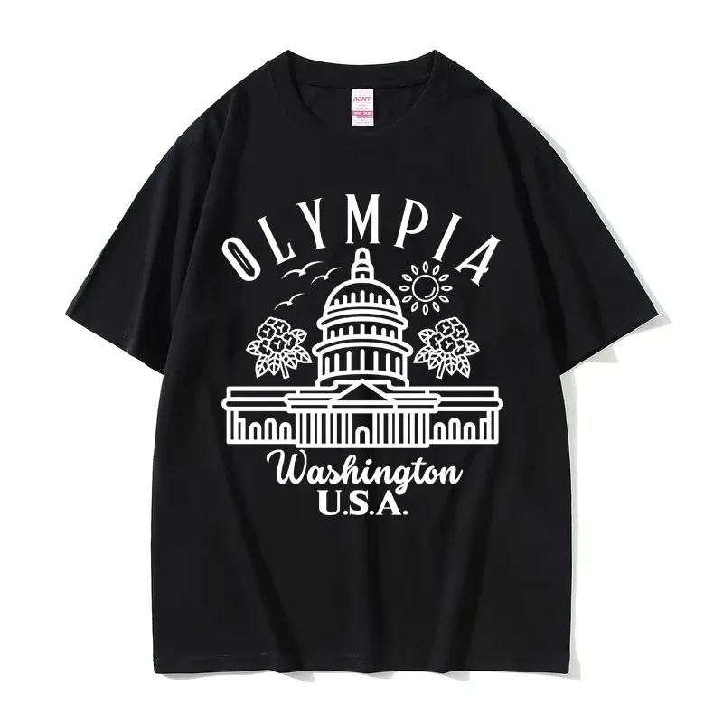 خمر أولمبيا مضحك ميمي الجرافيك تي شيرت الرجال النساء عادية نقية ملابس علوية من القطن قصيرة الأكمام للجنسين اللياقة البدنية الصالة الرياضية غطاء المضخة التي شيرت