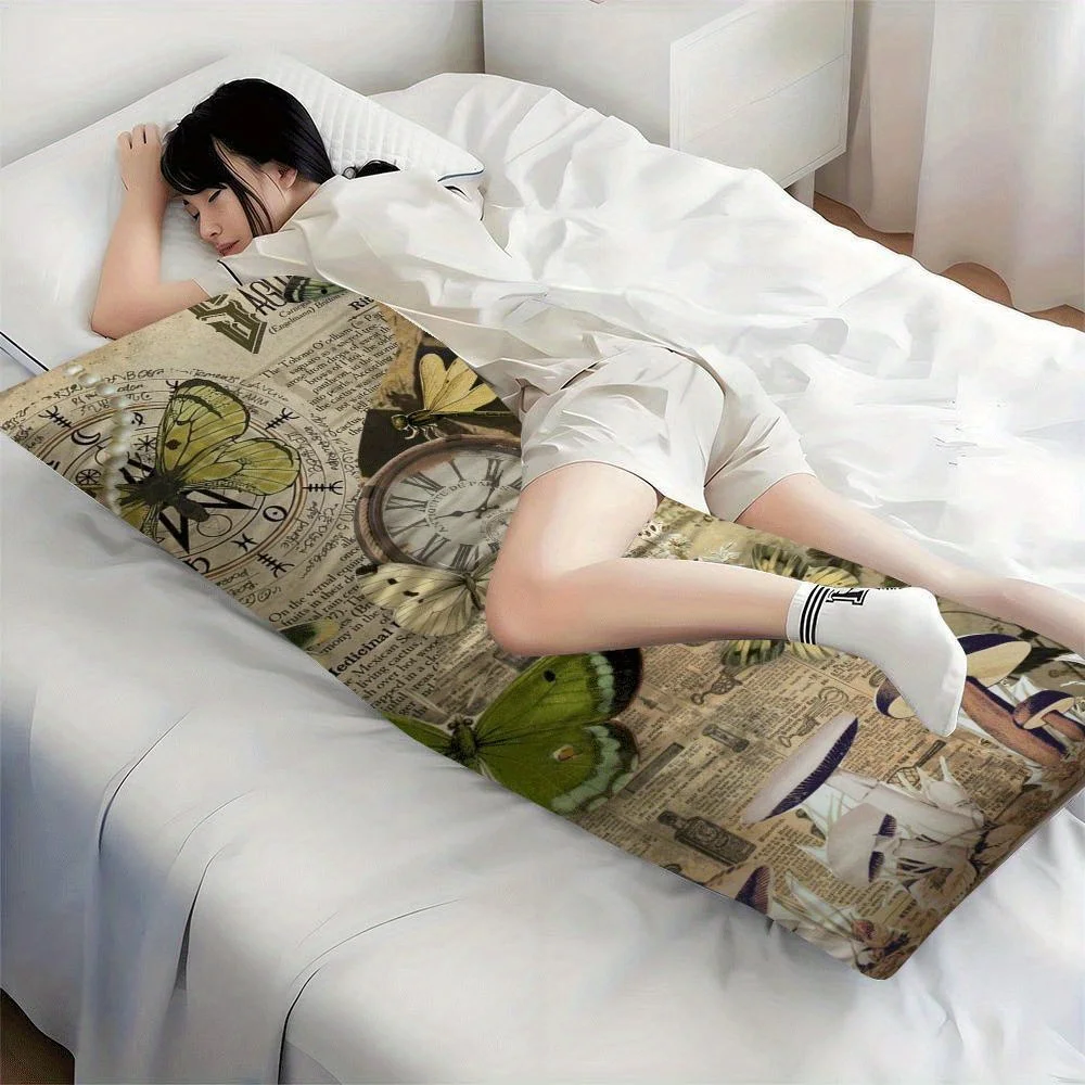 A Vintage-Style Full-Body Pillow Cover, Measuring 20X54 Inches, Featuring Double-Sided Printing, Breathable Polyester, with a Zi