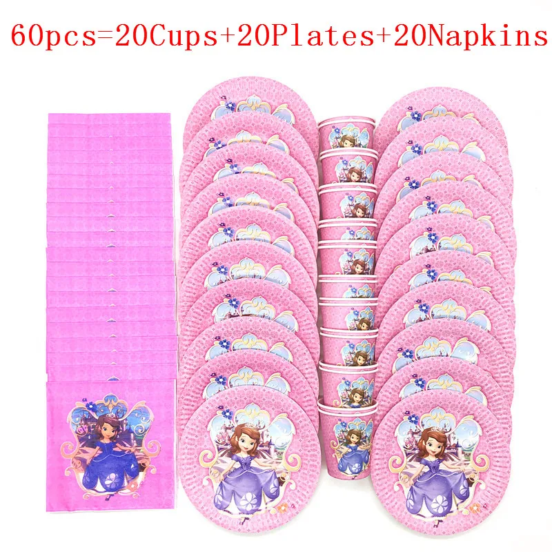 

Disney Sofia the First Party Supplies Decorations Kids Birthday Disposable Tableware Cups Princess Party theme Favors Girls Set