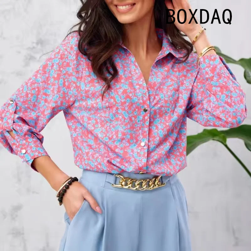 

Women's Long Sleeved Shirt 3D Floral Casual Bohemian Style Top Elegant Women Fashion Temperament Blouse Women's Office Shirt