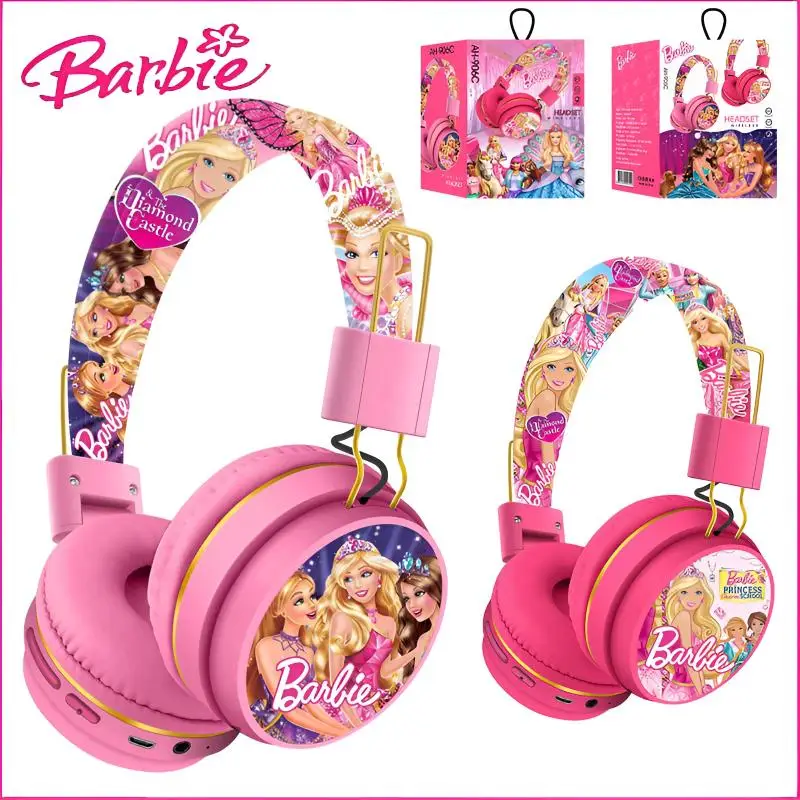 Miniso Barbie Wireless Bluetooth Headphone Y2K 3D Stereo Headset Ladies Head-Mounted Bluetooth Music Headset Christmas Present