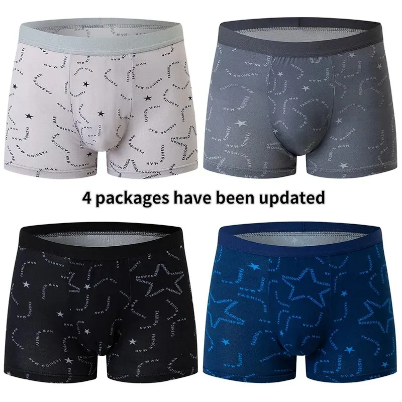 4/5 Stuks Europese en Amerikaanse Maat HEREN Gedrukt Mode Boyshort Comfortabele HEREN Taille plus Size Ondergoed Sexy Zwembroek