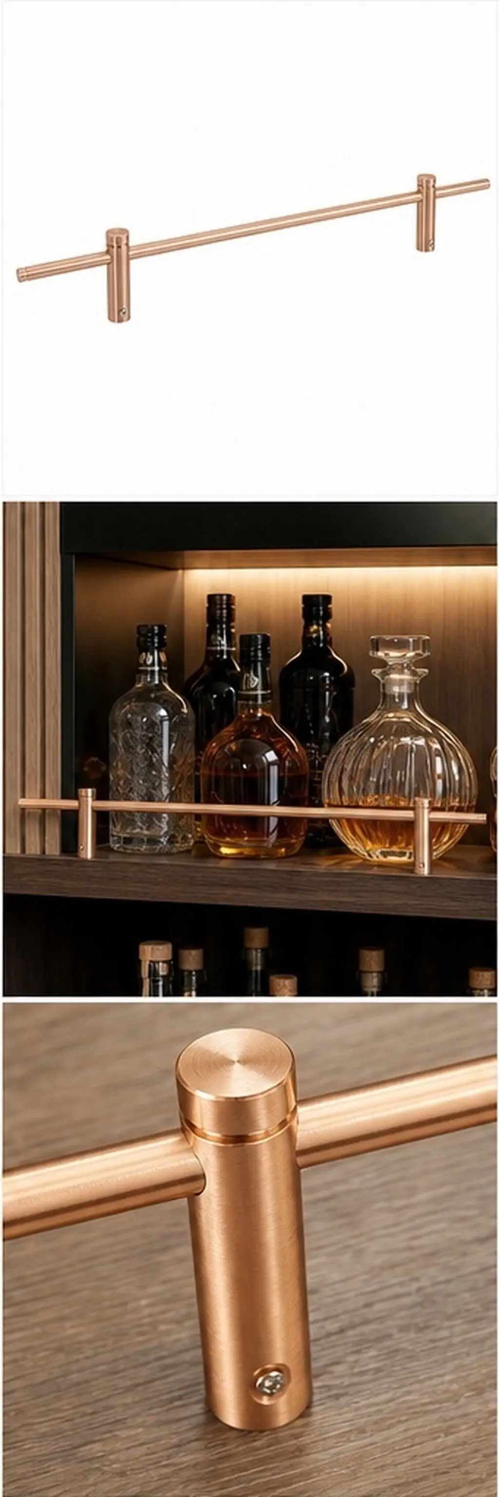Gallery Rails for Shelves 8Mm Metal Floating Shelf Guardrail Stable Support Kitchen Wine Cabinet Storage Modern Shelf Display