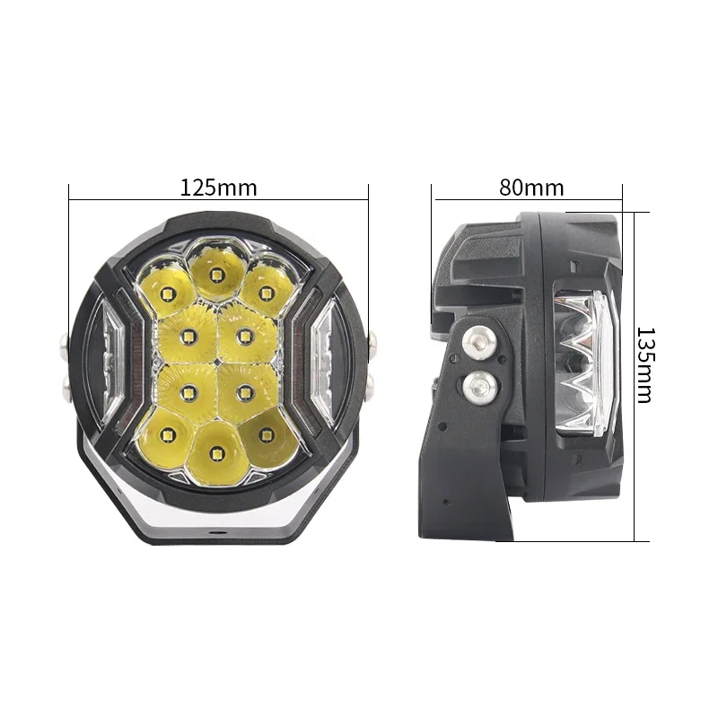 2024 5 inch 80W 7 inch 105W LED Side Shooter lights Can be spliced Driving spot Light 4x4  With Daytime running for Vehicle