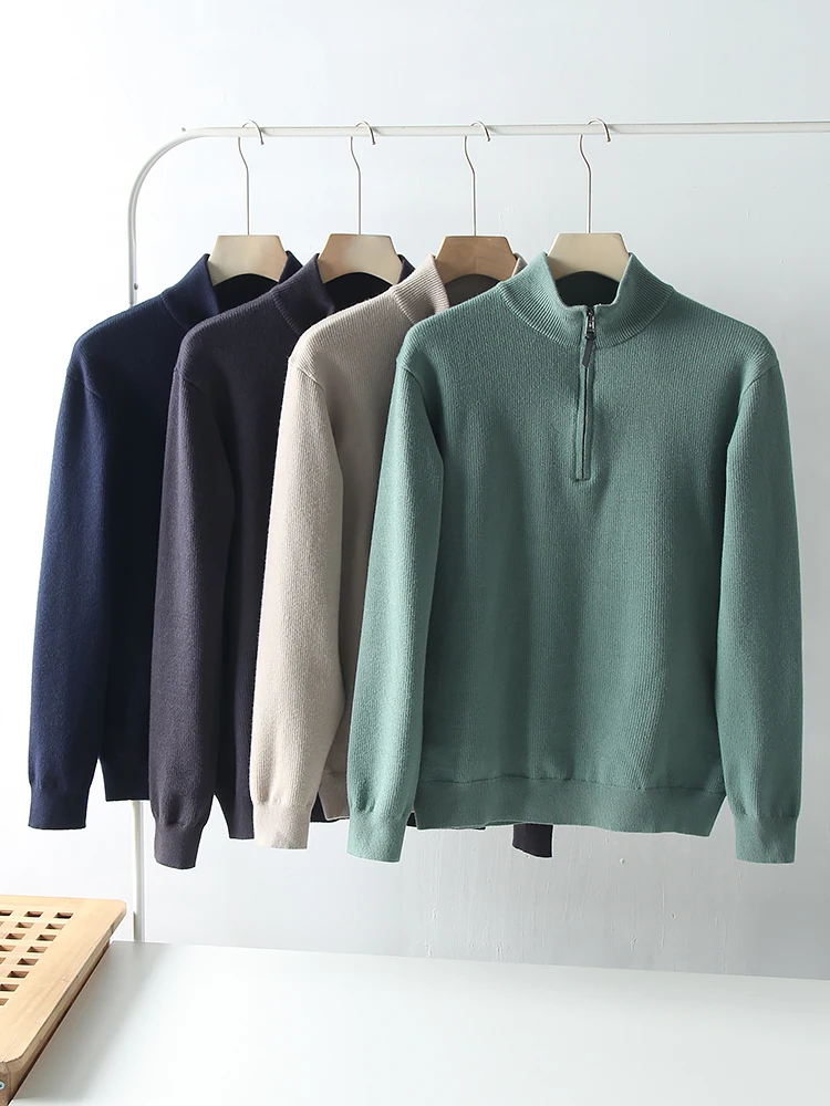 

Повседневный вязаный свитер с молнией, мягкий, удобный, универсальный, мужской, модный, осенне-зимний, с длинными рукавами, стильный