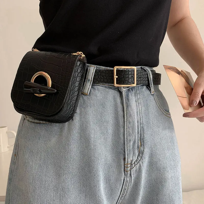 New Designer Female Belt Bags Fashion Ladies Shoulder Crossbody Chain Bag Women PU Leather Waist Bag Small Fanny Pack Pocket