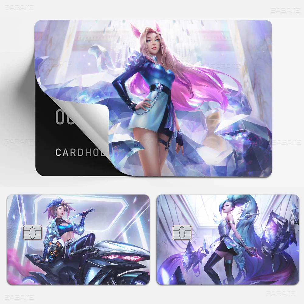 LOL KDA Ahri Akali Kaisa Seraphine Various Anime Bank Credit Cards Bus Pass Stickers Decoration Waterproof Stickers Toys Gifts