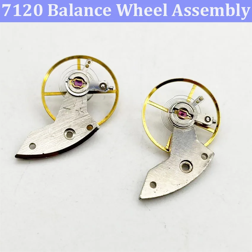 2pcs 7120 Domestic Movement Swing Wheel Full Pendulum Watch Assembly Accessory including Hairspring for Clock Repair