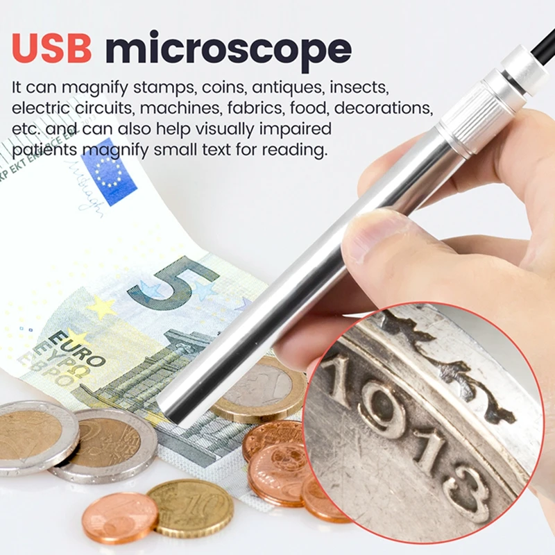 Andonstar Digital Microscope 1-500X Times 2MP 8 LED Endoscope Video Camera PCB Soldering PC Magnifier Metal Hose USB Microscopes