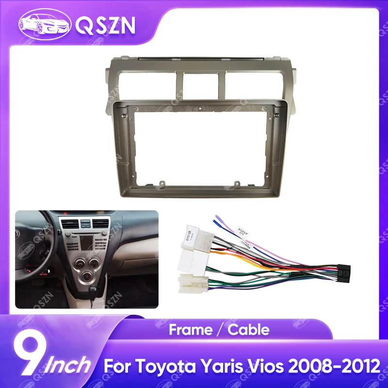 QSZN 2 Din Car Stereo Radio Frame Fascia Cover Trim Kit Panel 9 inch For TOYOTA YARIS VIOS 2008 2009 2010 2011 2012